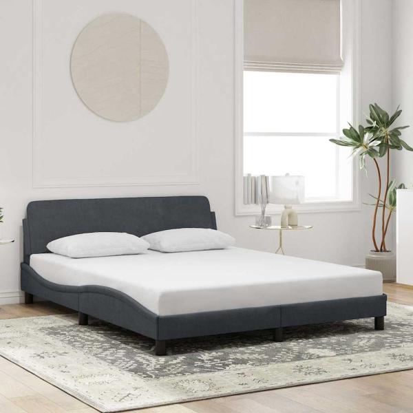 ARDEBO.de - Bettgestell "Dover" Dunkelgrau 152x203 cm Samt