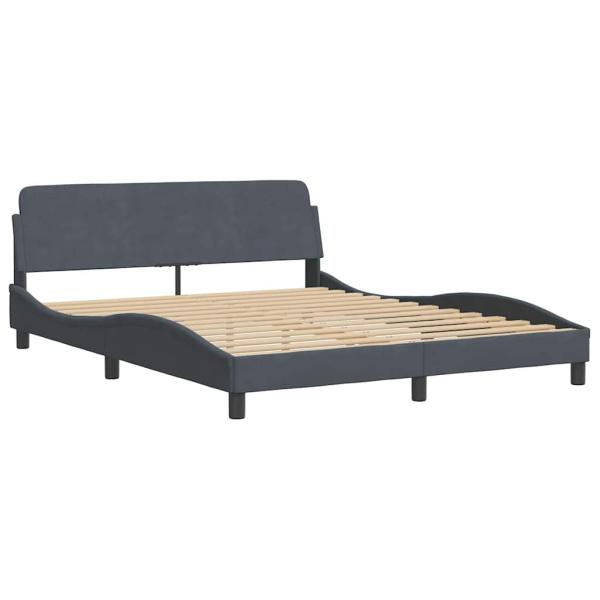 Bettgestell "Dover" Dunkelgrau 152x203 cm Samt