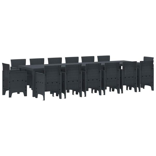 ARDEBO.de - Garten Essgruppe 15 stk. Anthrazit Polt Rattan