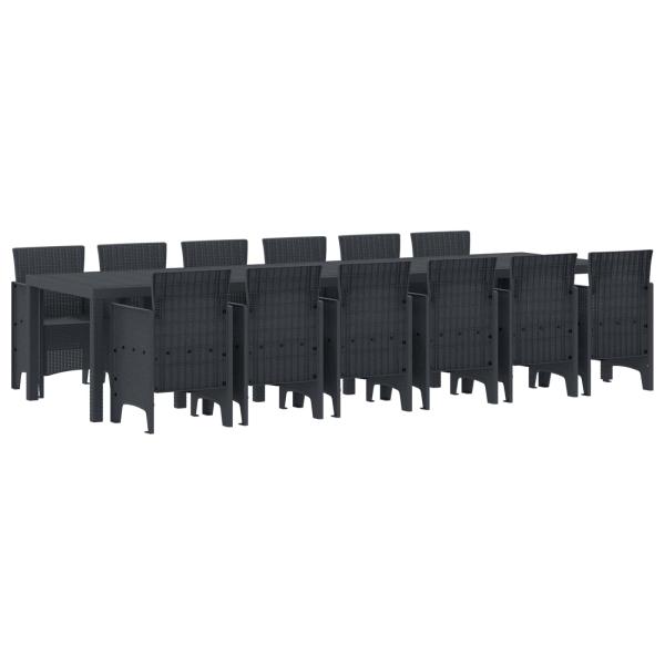 ARDEBO.de - Garten Essgruppe 13 Stk. Anthrazit Polt Rattan