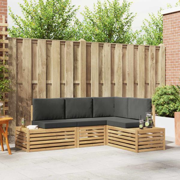 ARDEBO.de - Outdoor-Sofagarnitur mit Kissen 4 Stück Weiß und Anthrazit