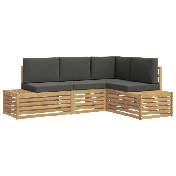 Outdoor-Sofagarnitur mit Kissen 4 Stück Weiß und Anthrazit