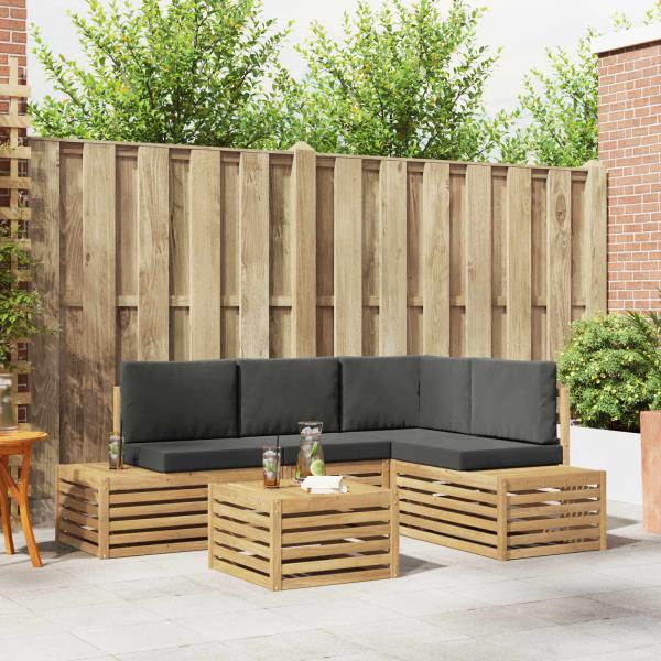 ARDEBO.de - Outdoor-Sofagarnitur mit Kissen 5 Stück Weiß und Anthrazit