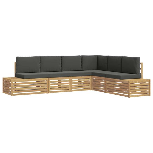 Outdoor-Sofagarnitur mit Kissen 6 Stück Weiß und Anthrazit