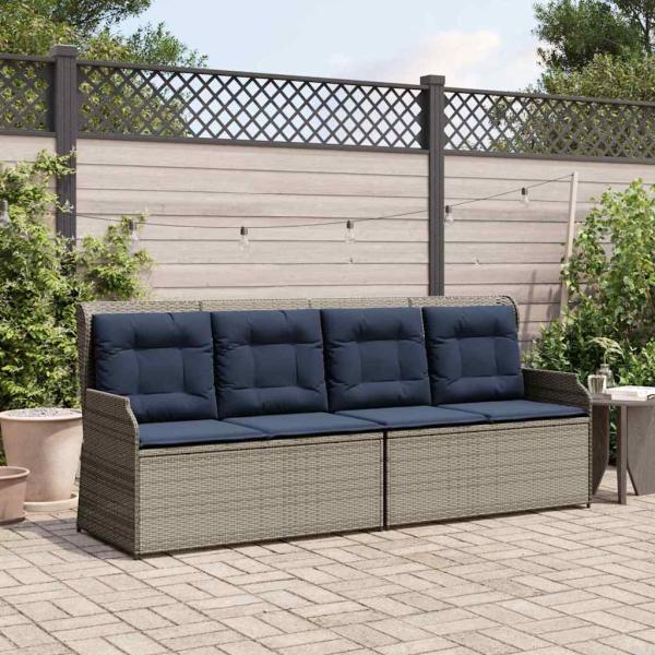 ARDEBO.de - Gartenbank Grau Poly-Rattan