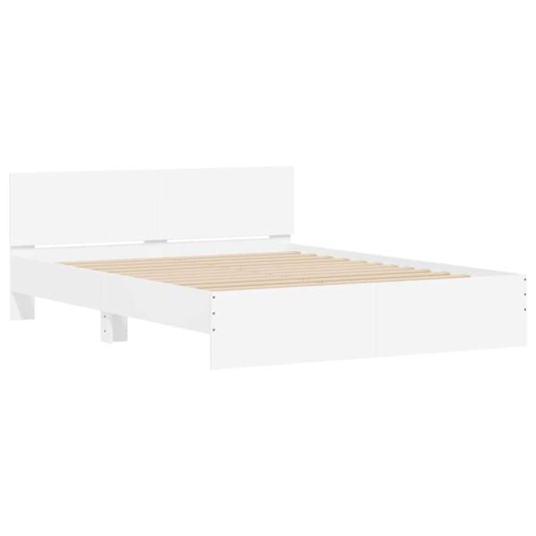 Bettgestell mit Kopfteil Weiß 152 x 203 cm Holzwerkstoff