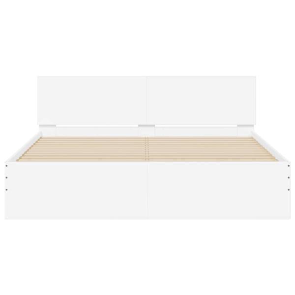 Bettgestell mit Kopfteil Weiß 152 x 203 cm Holzwerkstoff