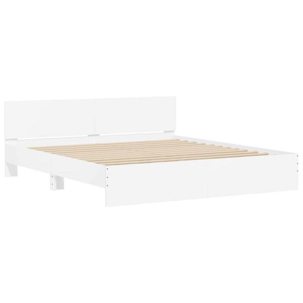 Bettgestell mit Kopfteil Weiß 193 x 203 cm Holzwerkstoff