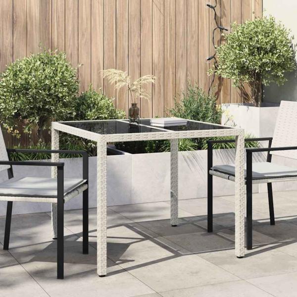 ARDEBO.de - Gartentisch Weiß 90 x 90 x 75 cm Poly-Rattan