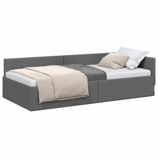 Eckbettgestell Dunkelgrau 100 x 203 cm Stoff