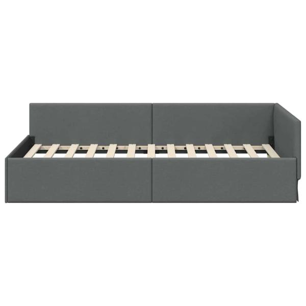 Eckbettgestell Dunkelgrau 100 x 203 cm Stoff