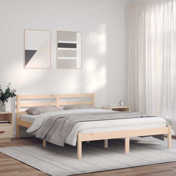ARDEBO.de - Bettrahmen Natur 208,5 x 157,5 x 69,5 cm Massivholz Kiefer