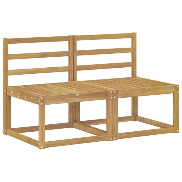2 Stück Outdoor Mittelsofa Massivholz Akazie Weiß