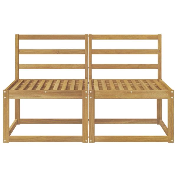 2 Stück Outdoor Mittelsofa Massivholz Akazie Weiß
