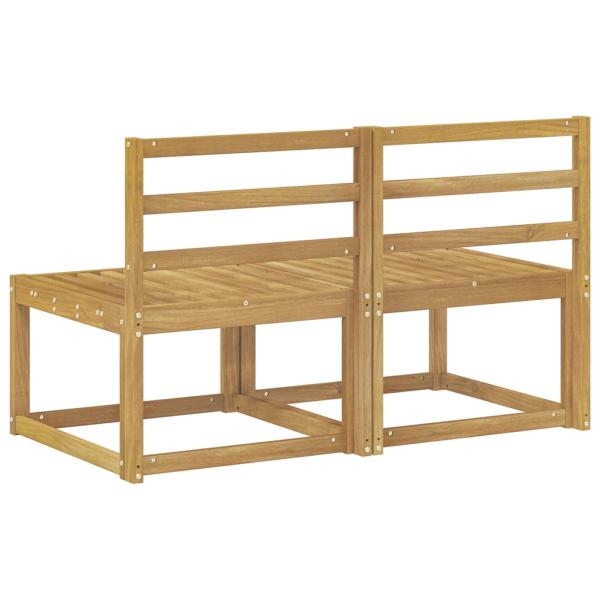 2 Stück Outdoor Mittelsofa Massivholz Akazie Weiß
