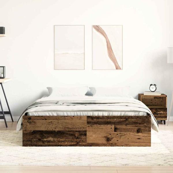 Bettgestell ohne Matratze Altholz-Optik 140x200cm Holzwerkstoff
