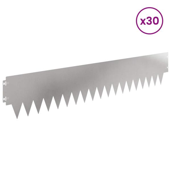 Rasenkante 30 stk. 103 x 20 cm Stahl Silber