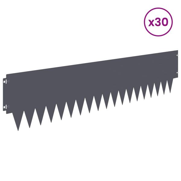 Rasenkante 30 stk. 103 x 25 cm Stahl Anthrazit