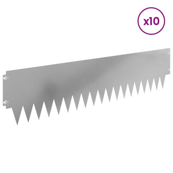 Rasenkante 10 stk. 103 x 25 cm Stahl Silber