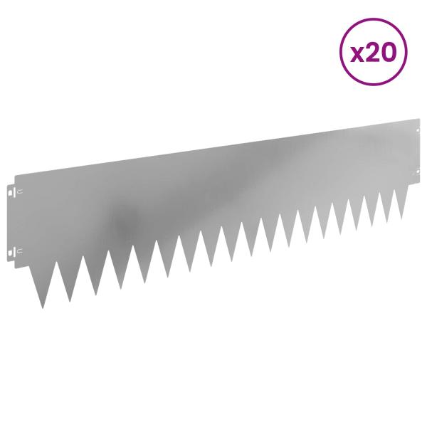 Rasenkante 20 stk. 103 x 25 cm Stahl Silber
