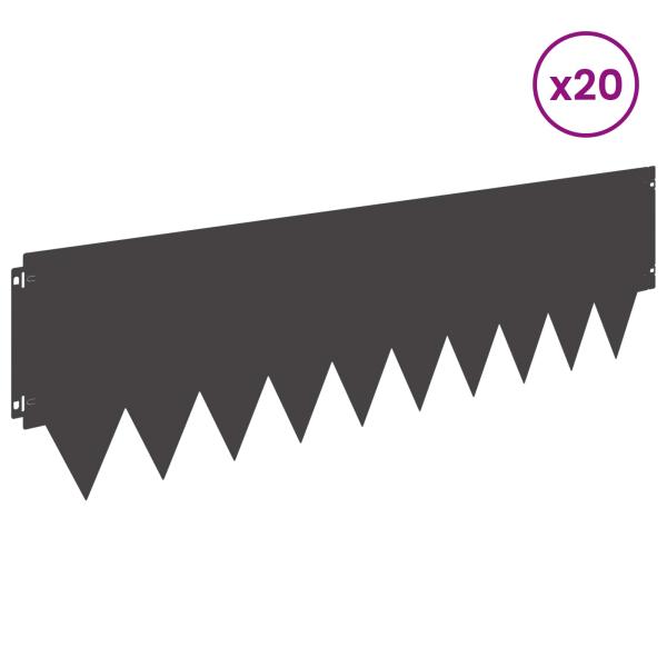Rasenkante 20 stk. 103 x 30 cm Stahl Schwarz