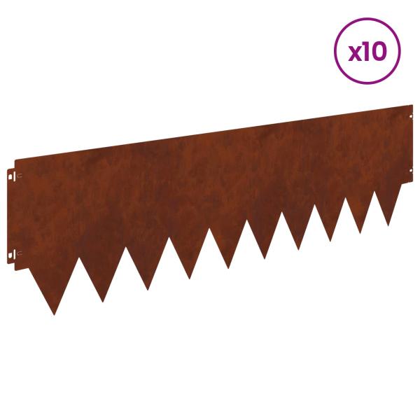 Rasenkante 10 stk. 103 x 30 cm Stahl Rostoptik