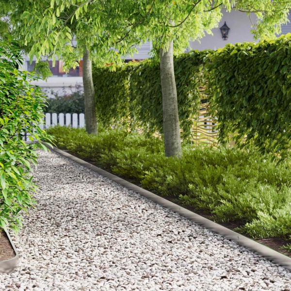 ARDEBO.de - Rasenkante 20 stk. 103 x 10 cm Stahl Silber