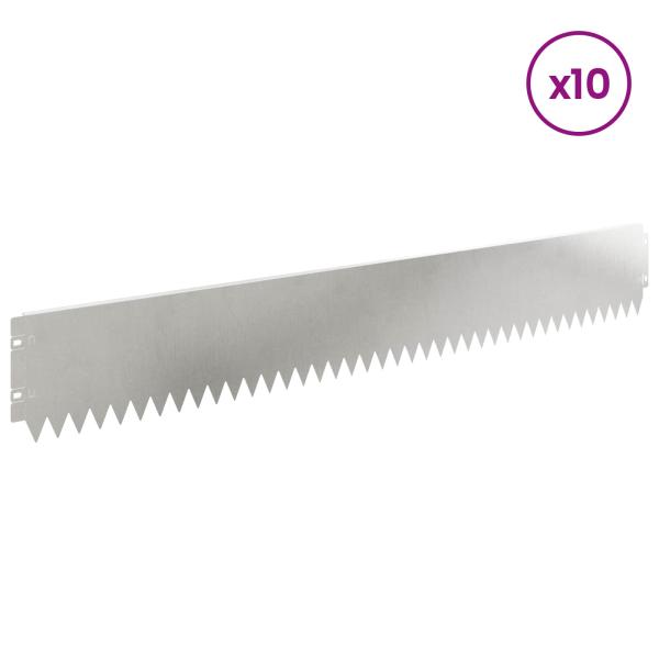 Rasenkante 10 stk. 103 x 15 cm Stahl Silber