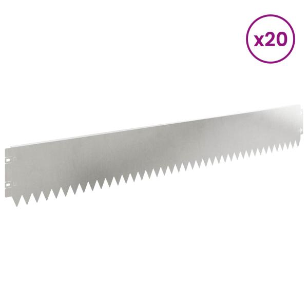Rasenkante 20 stk. 103 x 15 cm Stahl Silber