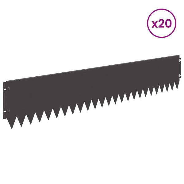 Rasenkante 20 stk. 103 x 20 cm Stahl Schwarz