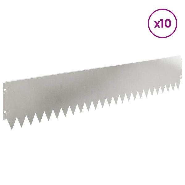 Rasenkante 10 stk. 103 x 20 cm Stahl Silber
