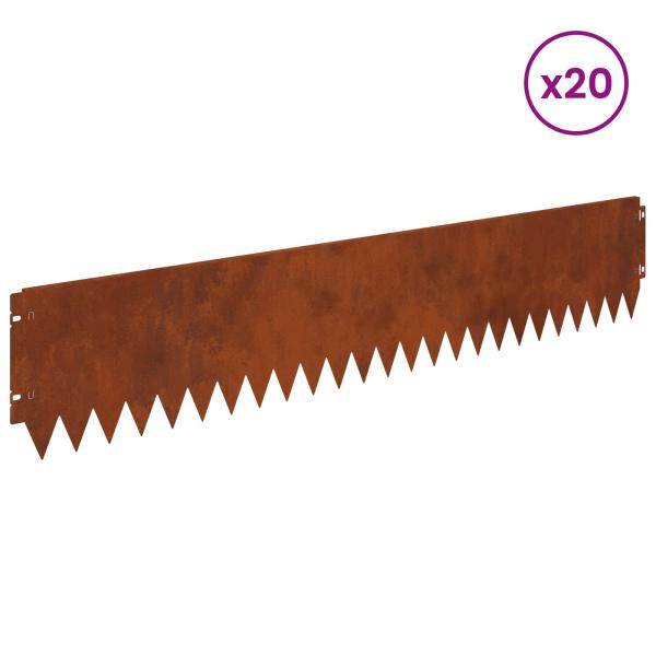 Rasenkante 20 stk. 103 x 20 cm Stahl Rostoptik