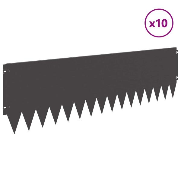 Rasenkante 10 stk. 103 x 30 cm Stahl Schwarz