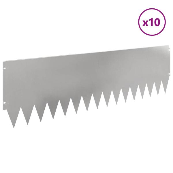 Rasenkante 10 stk. 103 x 30 cm Stahl Silber