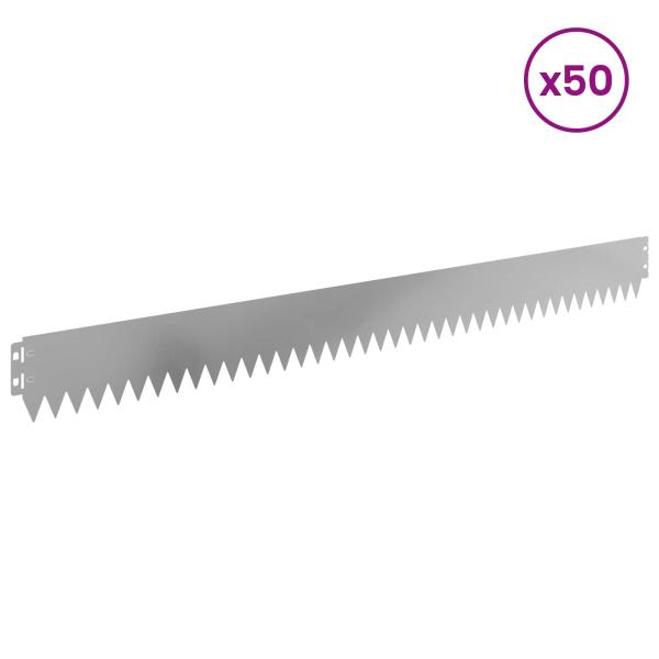 Rasenkante 50 stk. 103 x 10 cm Stahl Silber