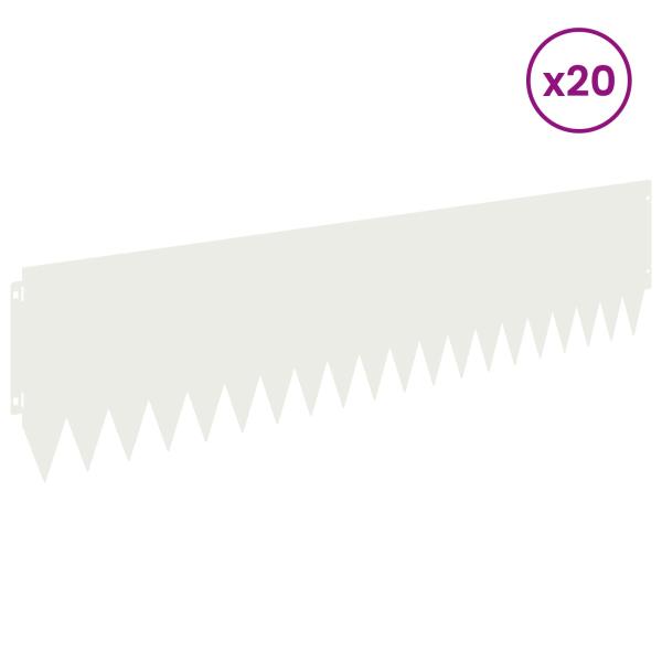 Rasenkante 20 stk. 103 x 25 cm Stahl Weiß