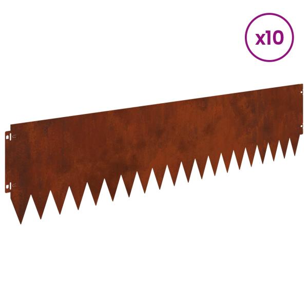 Rasenkante 10 stk. 103 x 25 cm Stahl Rostoptik