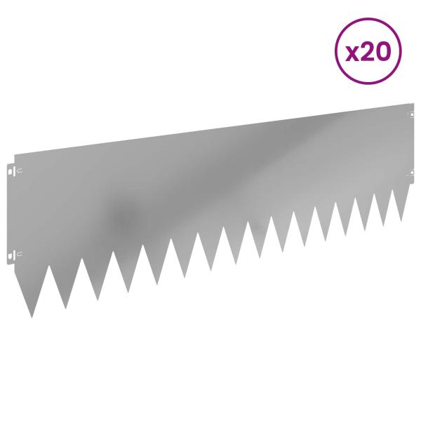 Rasenkante 20 stk. 103 x 30 cm Stahl Silber