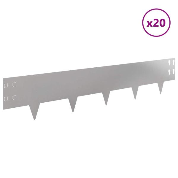 Raseneinfassung 20 Stk. 100 x 20 cm Stahl Silber