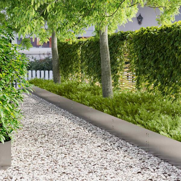 ARDEBO.de - Raseneinfassung 30 Stk. 100 x 30 cm Stahl Silber