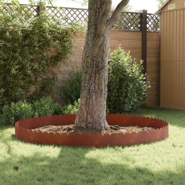 Raseneinfassung 10 Stk. 103 x 25 cm Stahl Rostig