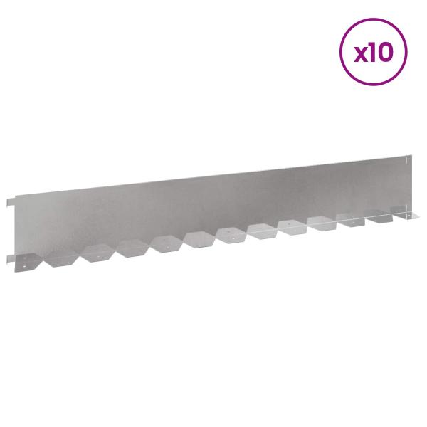 Raseneinfassung 10 stk. 102 x 15 x 4 cm Stahl Silber