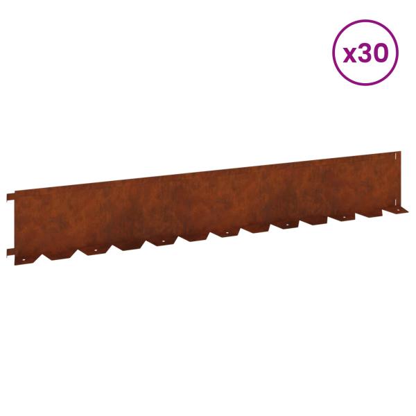 Raseneinfassung 30 stk. 102 x 15 x 4 cm Stahl Rostig