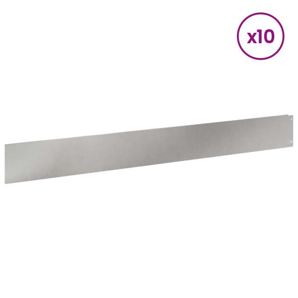 Rasenkante 10 stk. 100 x 12 cm Stahl Silber