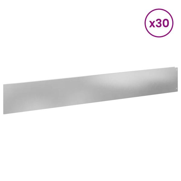Rasenkante 30 stk. 100 x 15 cm Stahl Silber
