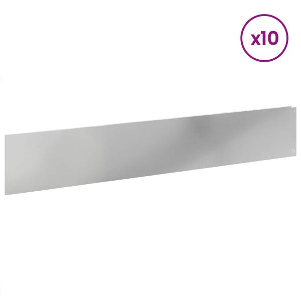 Rasenkante 10 stk. 100 x 18 cm Stahl Silber