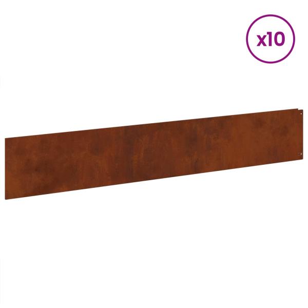 Rasenkante 10 stk. 100 x 18 cm Stahl Rostoptik