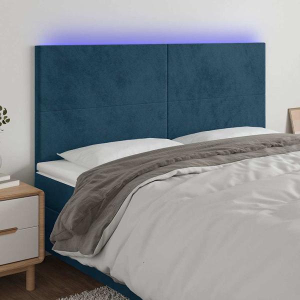 ARDEBO.de - LED Kopfteil Dunkelblau 160x5x118/128 cm Samt