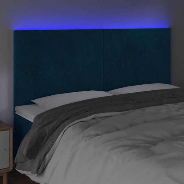 LED Kopfteil Dunkelblau 160x5x118/128 cm Samt