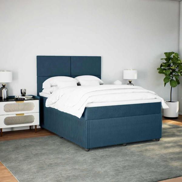Boxspringbett mit Matratze Dunkelblau 160x200 cm Samt